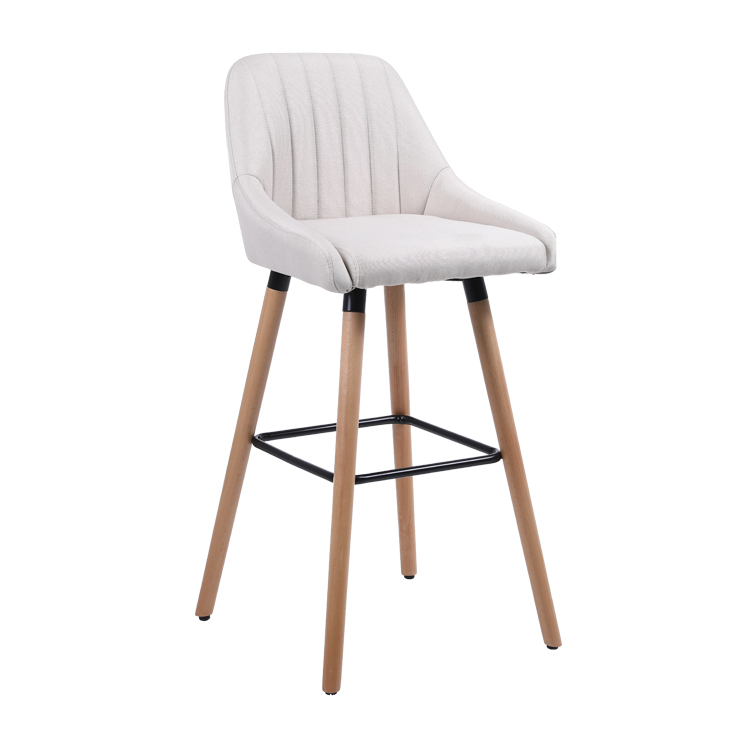 Wooden velvet bar chair with backrest